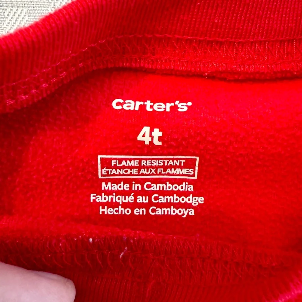 Carter’s‎ Red Fleece Christmas Shirt 4T Santa Pocket Holiday Top